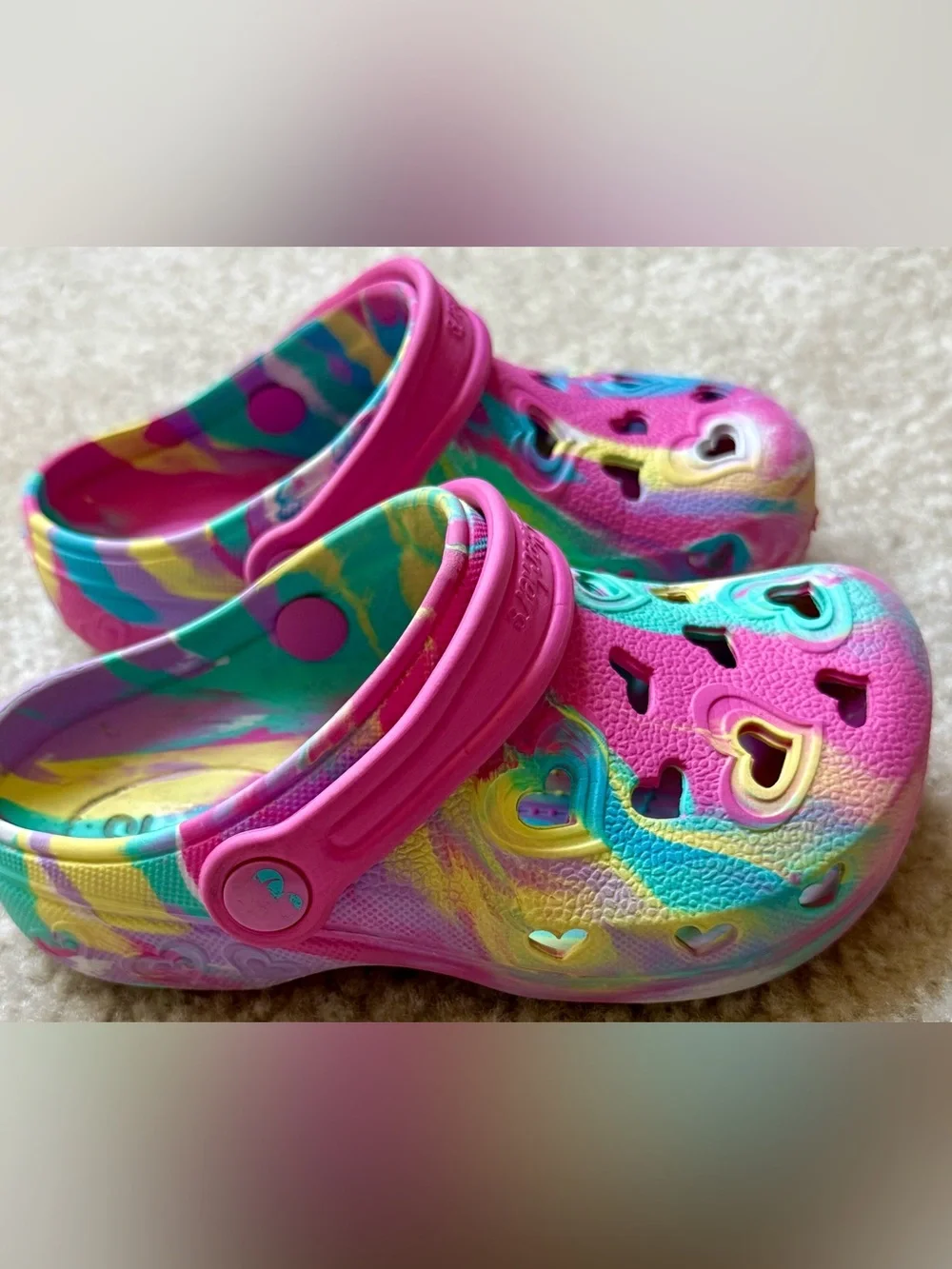 Skechers Heart-Detail Tie-Dye Foamies Toddler Size 9